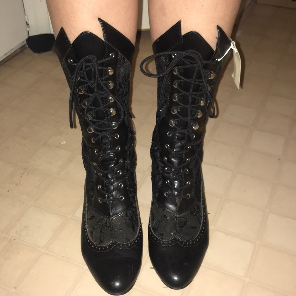 Beautiful Vintage Victorian Era Black Lacey Boots